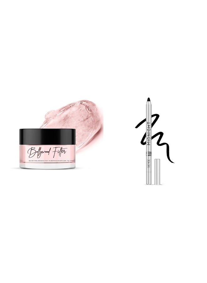 RENEE Bollywood Filter Face Primer 15gm and RENEE Midnight Kohl Pencil - Smudgeproof and Waterproof Kajal - 1.5Gm - Image 1